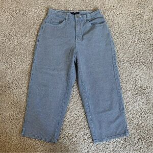 Halston Jeanswear 100% Cotton Prep Academia Gingham Side Slit Casual Crop Pants